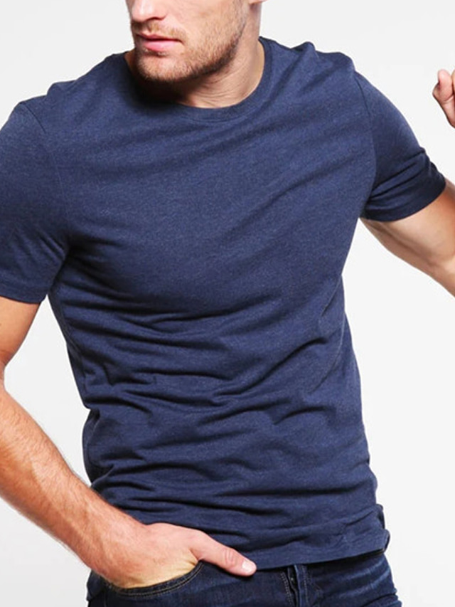  男性用 Tシャツ 平織り コットン100％ クルーネック ストリート バケーション 半袖 衣類 コットン１００％ デザイナー ベーシック 現代コンテンポラリー