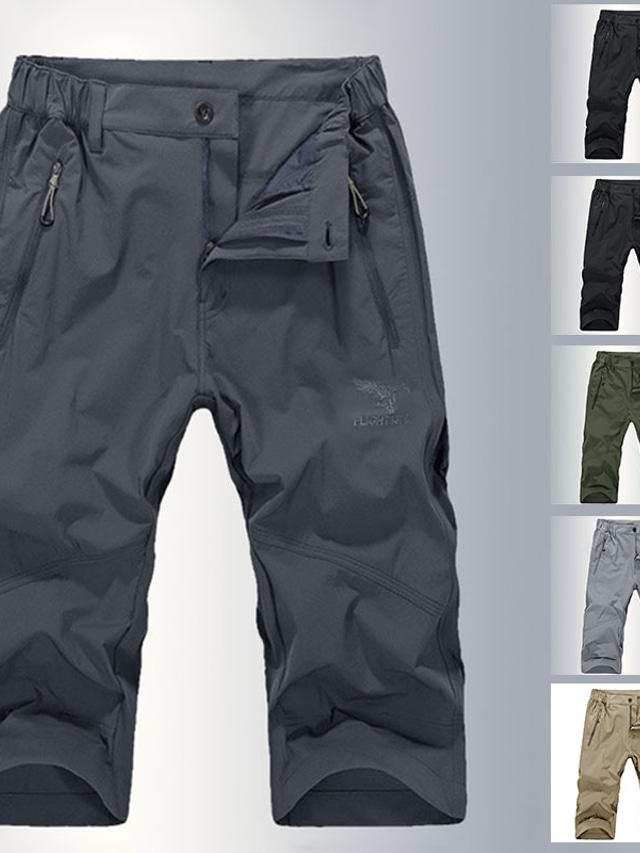  Men's Cargo Shorts Capri shorts Multi Pocket Straight Leg Solid Colored Comfort Wearable Calf-Length Outdoor Daily Sports Stylish ArmyGreen Black