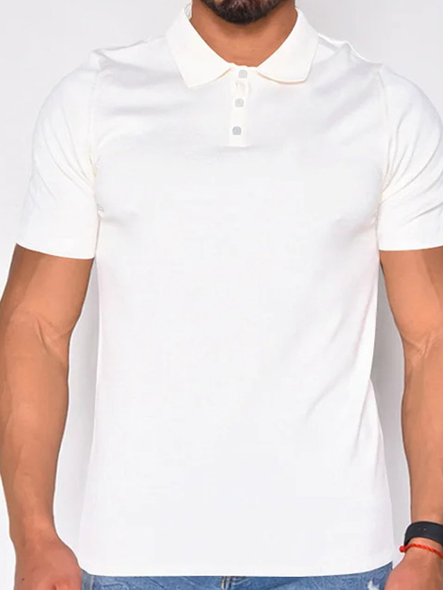  男性用 シャツ ポロシャツ ゴルフシャツ ポロカラー 夏 半袖 ライトブルー 海軍 ブラック 平織り アウトドア 日常 衣類