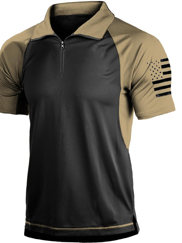  Voor heren POLO Shirt Golfshirt Grafische prints Nationale vlag Strijkijzer Khaki Buiten Straat Korte Mouw Button-omlaag Afdrukken Kleding Sport Modieus Ontwerper Casual
