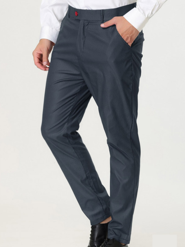  Herren Anzughosen Hose Hosen Chinesisch Chino Tasche Gerade geschnitten Bedruckt Punkt Komfort Outdoor Täglich Ausgehen 100% Baumwolle Strassenmode Stilvoll Schwarz Blau Mikro-elastisch