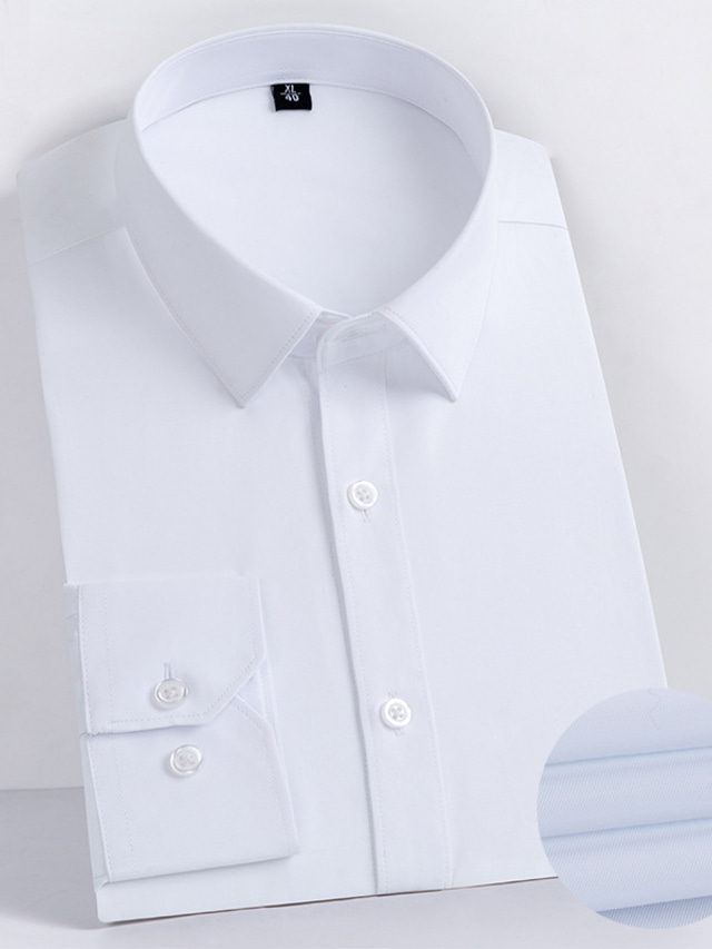  Per uomo Camicia Camicie Maglietta informale Camicia con bottoni Liscio Matrimonio Ufficio / Business Nero Bianco Rosa Blu marino scuro Manica lunga Collo ripiegabile Primavera estate Abbigliamento