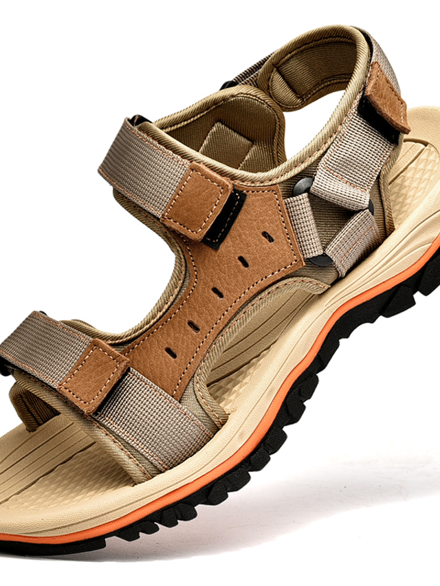  Men's Sandals Roman Shoes Beach Daily Microfiber Breathable Dark Brown Black Khaki Summer Fall