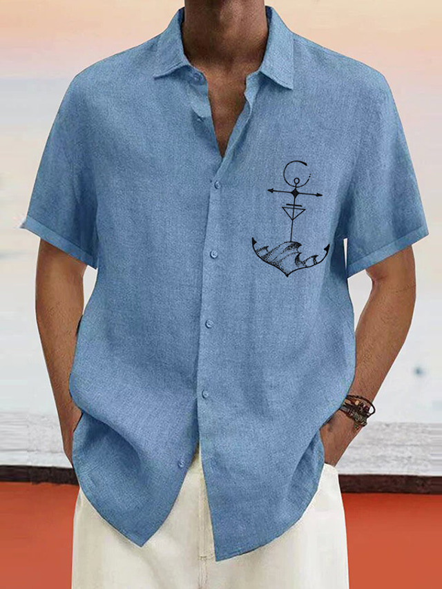 Friptspyg Chemise Lin Coton Homme Manches Longues - Col Arrondi Casual Plage - Regular Fit Chemise Été Avec Poche