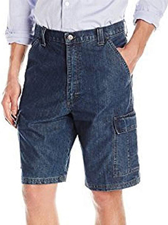  Hombre Vaqueros Shorts de mezclilla Shorts de jean Multi bolsillo Pierna recta Color sólido Comodidad Listo para vestir Longitud de la rodilla Exterior Diario Elegante Casual Negro Azul Piscina