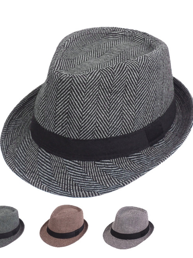  Men's Fedora Hat Panama Hat khaki Light Grey Cotton Streetwear Stylish 1920s Fashion Outdoor Daily Going out Graphic Prints Sunscreen