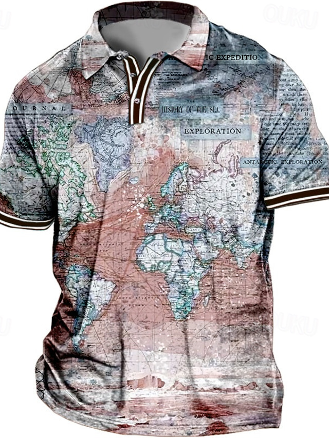  Voor heren Grote maten POLO Shirt Groot en klein Kaart Strijkijzer Afdrukken Korte mouw Lente zomer Sport Modieus Streetwear Ontwerper Buiten Straat Tops