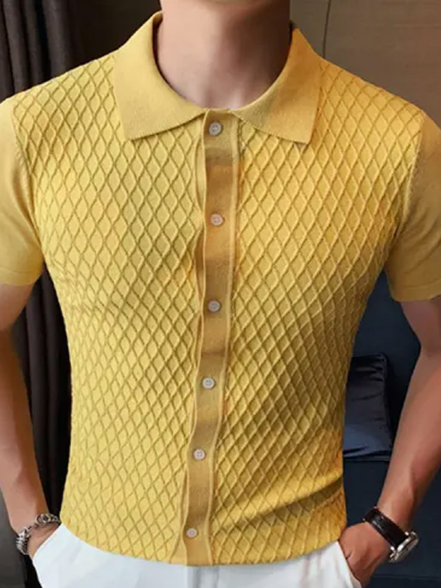  Hombre Camisa POLO polo de punto Camiseta de golf Cuello Vuelto Verano Manga Corta Negro Blanco Amarillo Plano Exterior Diario Ropa