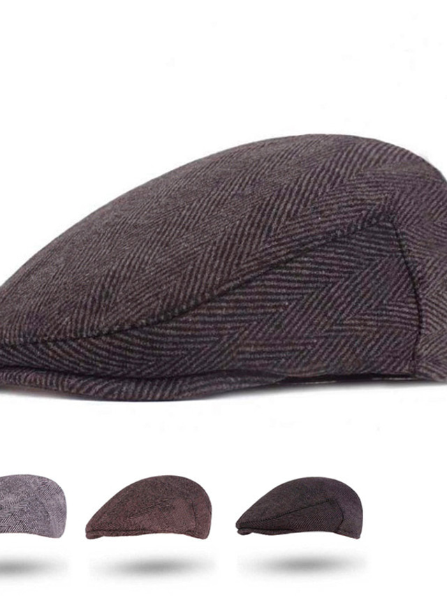  Men's Flat Cap Light Grey Dark Gray Cotton Streetwear Stylish 1920s Fashion Outdoor Daily Going out Graphic Prints Warm