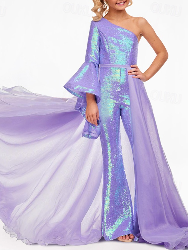  Jumpsuits Floor Length Flower Girl Dress Sequin Pageant & Performance Rainbow Unicorn Juniors Cute Prom Dress Organza with Paillette Sparkle & Shine Rainbow Fit 3-16 Years dress to impress 2024