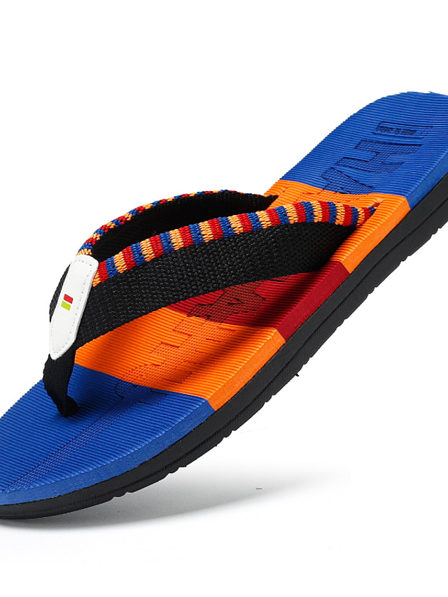 Bărbați Papuci & Flip-flops Papuci flip-flop Mărime Plus Size Casual Stiluri de Plajă Casă Zilnic Pânză Respirabil Negru Rosu Portocaliu Bloc Culoare Primăvară Vară