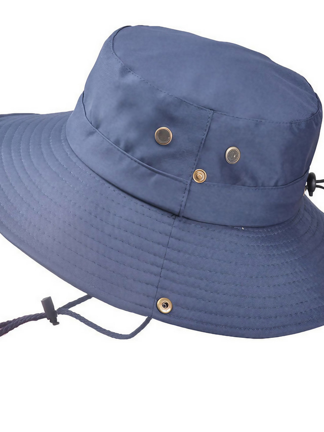  Men's Bucket Hat Sun Hat Fishing Hat Boonie hat Hiking Hat Black Navy Blue Polyester Streetwear Stylish Casual Outdoor Daily Going out Plain UV Sun Protection Sunscreen Lightweight Quick Dry