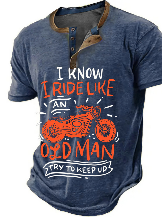  Men's Henley Shirt Tee Graphic Motorcycle Henley Clothing Apparel 3D Print Outdoor Casual Short Sleeve Button-Down Print Fashion Designer Comfortable