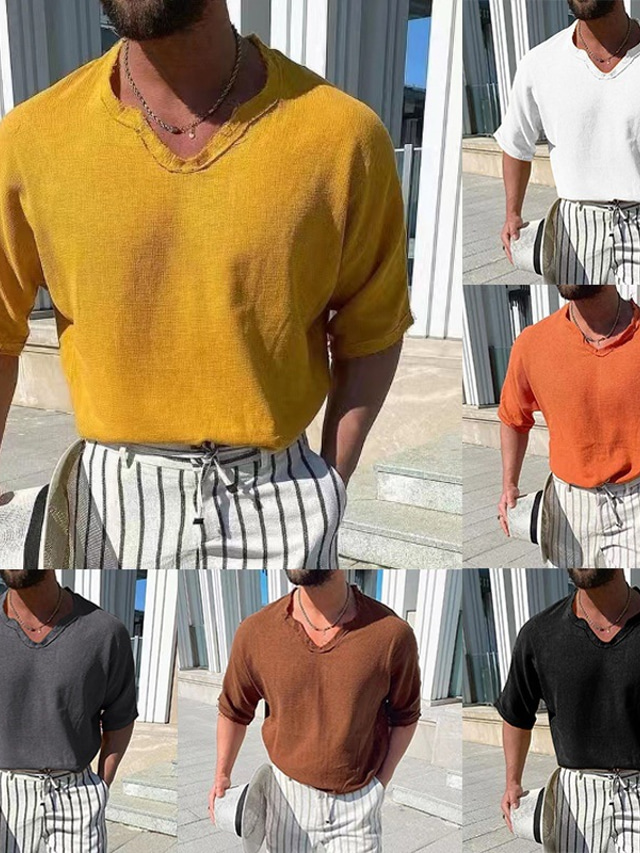 Bărbați Tricou Tee Top Simplu În V În aer liber sportiv Manșon scurt Îmbrăcăminte Modă Șic Stradă Casul Zilnic