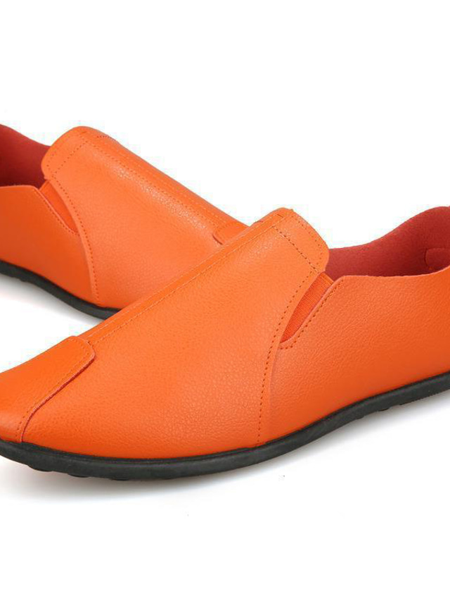  Hombre Zapatos de taco bajo y Slip-On Mocasín Zapatos Confort Casual Exterior Diario Cuero Sintético Transpirable Negro Blanco Naranja Verano Primavera