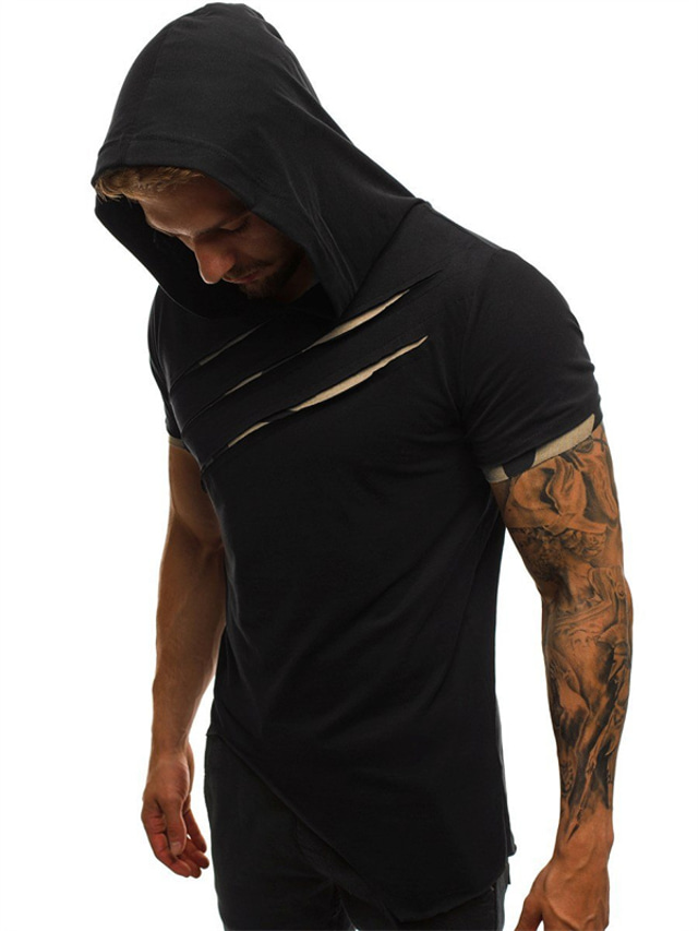  Homme T shirt Tee Laver la chemise Acide 100% Coton Capuche Des sports Usage quotidien manche longue Imprimé Froncé Vêtement Tenue Mode Design Décontractées