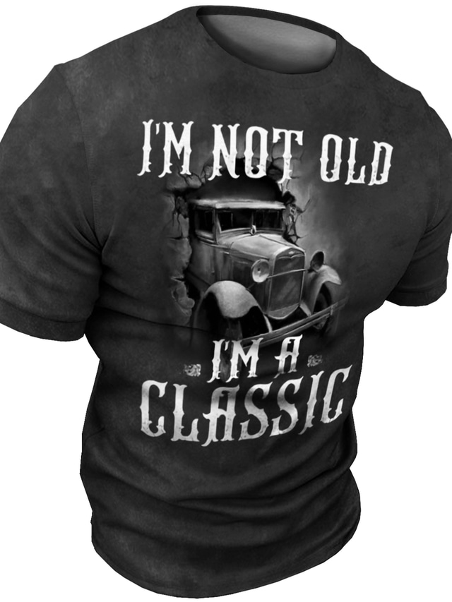  Miesten Kuvitettu Auto T-paita T-paidat Lyhythihainen T-paita 3D-tulostus Tiukka pyöreä kaula-aukko Paita Vintage Muoti Suunnittelija ulko- Kausaliteetti Päivittäin Musta Keltainen Rubiini Kevät kesä