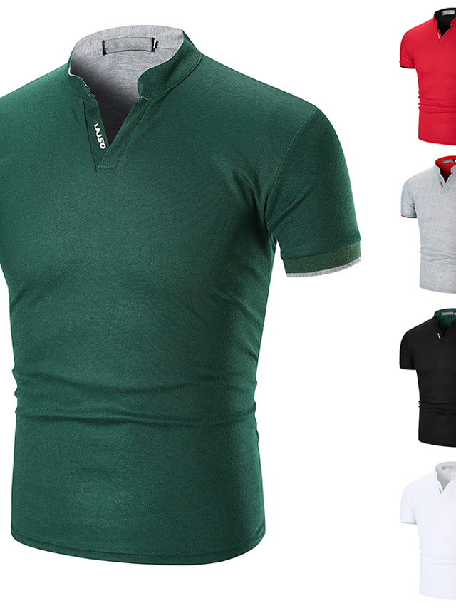  Men's T shirt Tee Tee Top Plain V Neck Street Vacation Short Sleeves Clothing Apparel Fashion Sport Basic