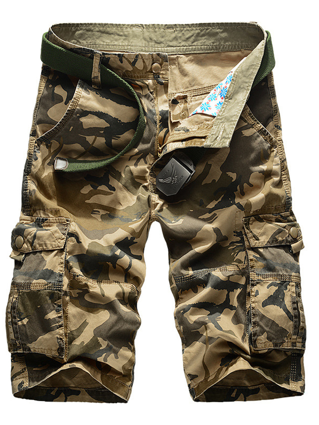  Herre Shorts med lommer Taktiske bukser Shorts Multi lomme Camouflage Komfort Åndbart udendørs Daglig I-byen-tøj Mode Gade Militærgrøn Kakifarvet