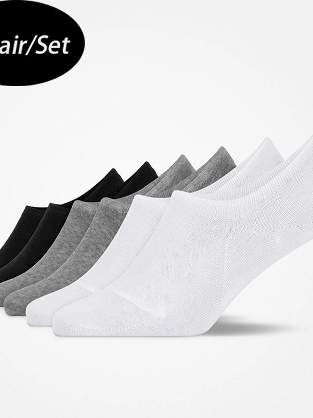  Men's 6 Pairs Socks Ankle Socks No Show Socks Black+White+Gray Black Color Plain Outdoor Daily Holiday Medium Spring & Summer Stylish Casual