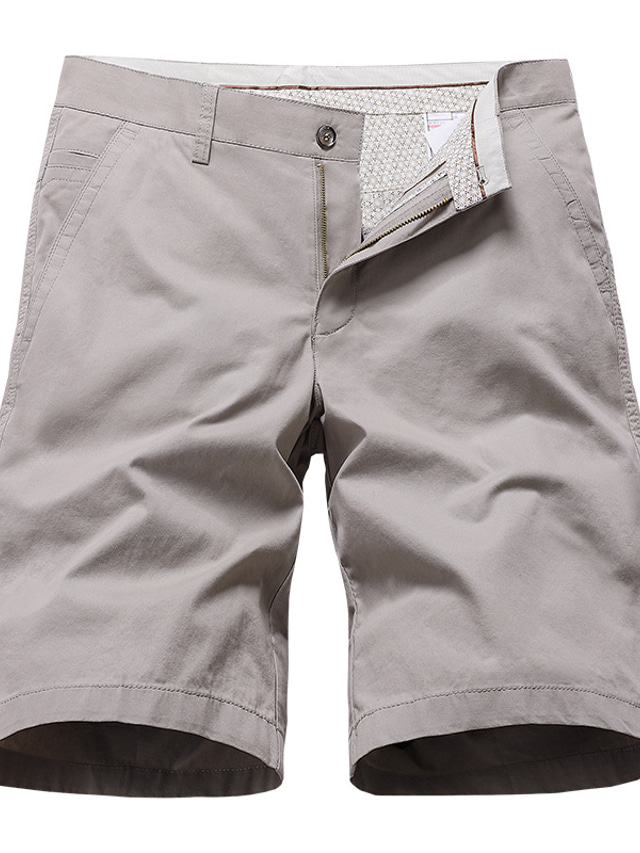 Men's Shorts Chino Shorts Bermuda shorts Pocket Plain Comfort Breathable Outdoor Daily Going out 100% Cotton Fashion Streetwear Black Khaki