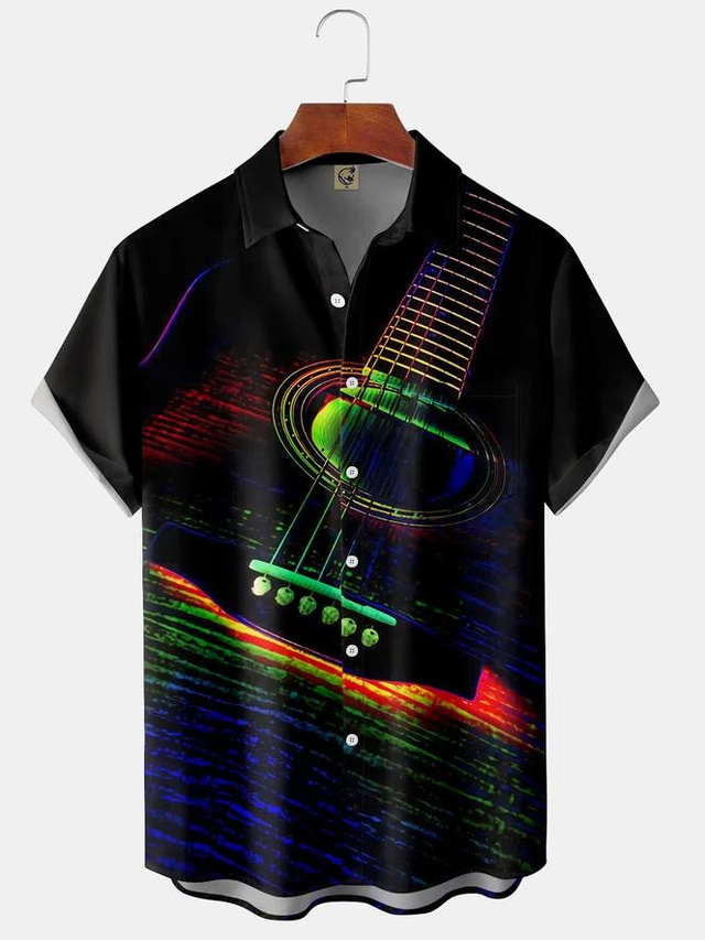 Chemise Homme Manches Courtes Col Cubain - Imprimé Chameau Sable Du Désert, Tissu Polyester Léger