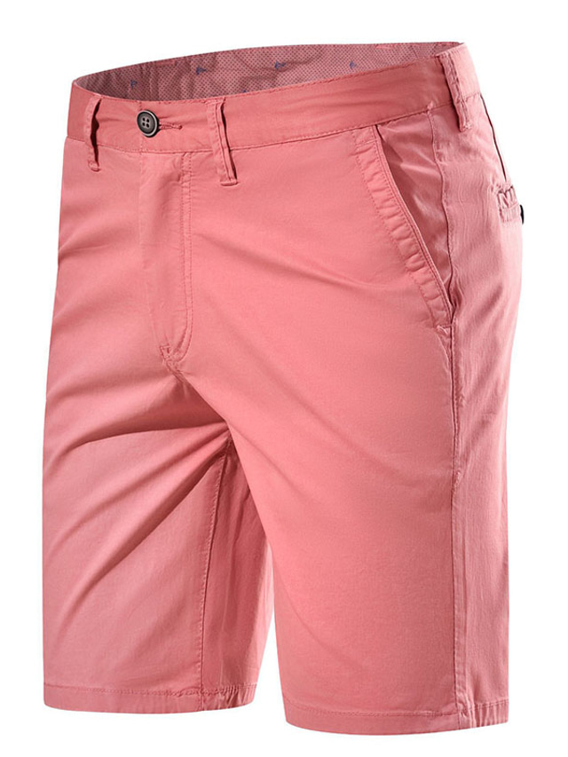 Men's Shorts Chino Shorts Bermuda shorts Pocket Plain Comfort Breathable Outdoor Daily Going out Cotton Blend Fashion Casual Yellow Pink