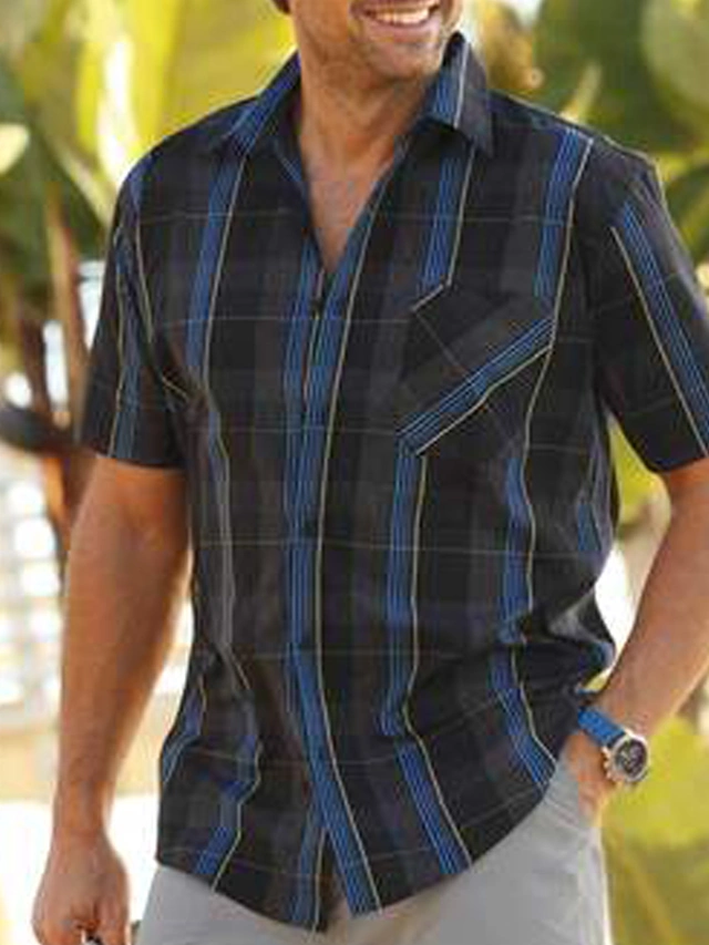 Herren Gestreiftes Hemd - Retro-Stil mit Kurzarm