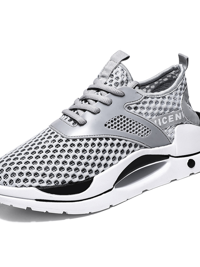  Men's Sneakers Sporty Look Sporty Athletic Walking Shoes Elastic Fabric Breathable Black White Gray Summer