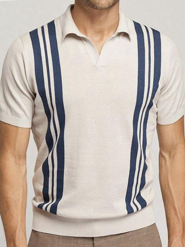  amazon foreign trade men's clothing european and american summer new jacquard knitted sweater lapel short-sleeved business polo shirt multi-color