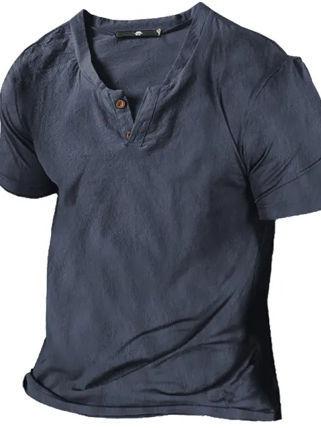  Men's Henley Shirt Tee Top Plain Henley Street Vacation Short Sleeve Button-Down Clothing Apparel Designer Basic Modern Contemporary