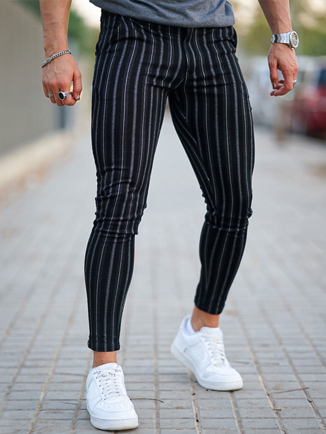  Męskie Spodnie Typu Chino Spodnie chinosy Kieszeń Naszywka Komfort Oddychający Na zewnątrz Codzienny Wyjściowe Mieszanka bawełny Moda Moda miejska Czarny