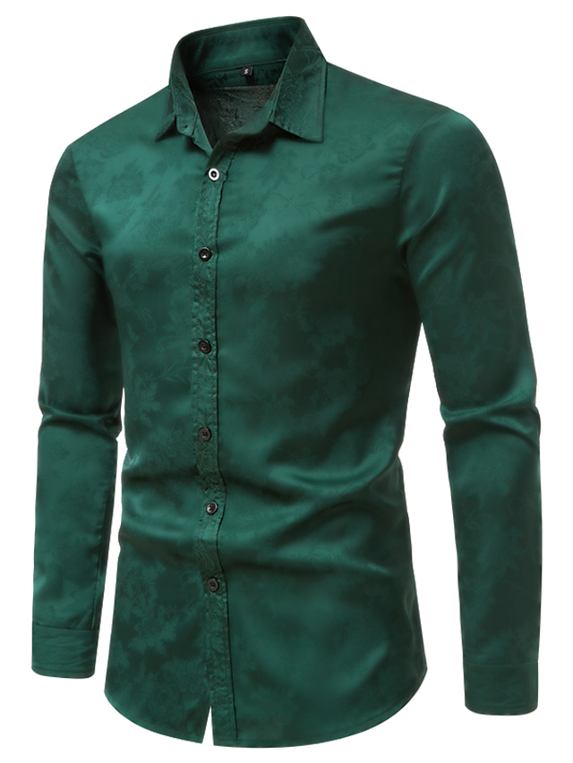  Men's Shirt Graphic Button Down Collar Black White Green Wedding Party Print Clothing Apparel Fashion Business Simple Elegant