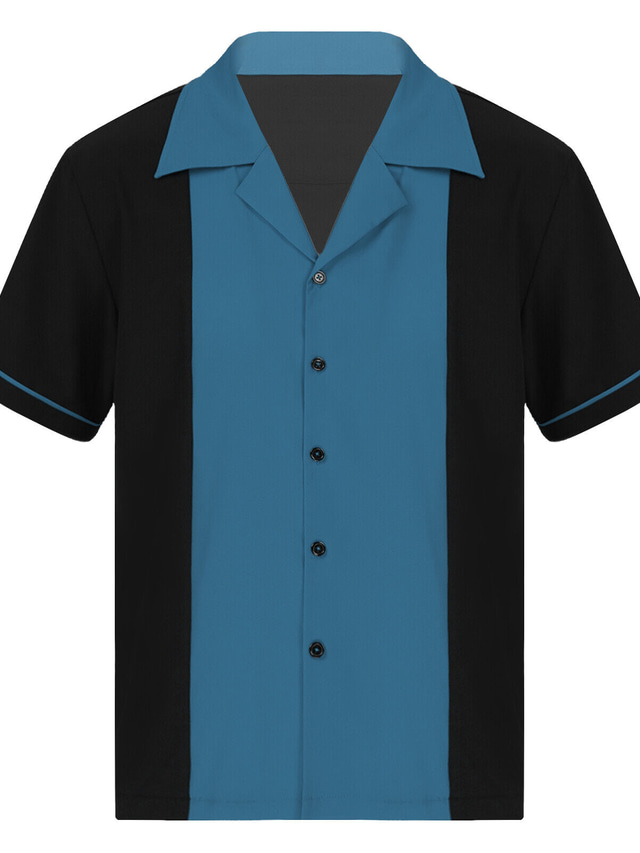  Homens Camisa Social Camisa de boliche camisa de botão camisa de verão Camisa casual Branco Vinho Vermelho Azul Royal Azul Manga Curta Bloco de cor Colar de acampamento Rua Diário Imprimir Roupa Moda