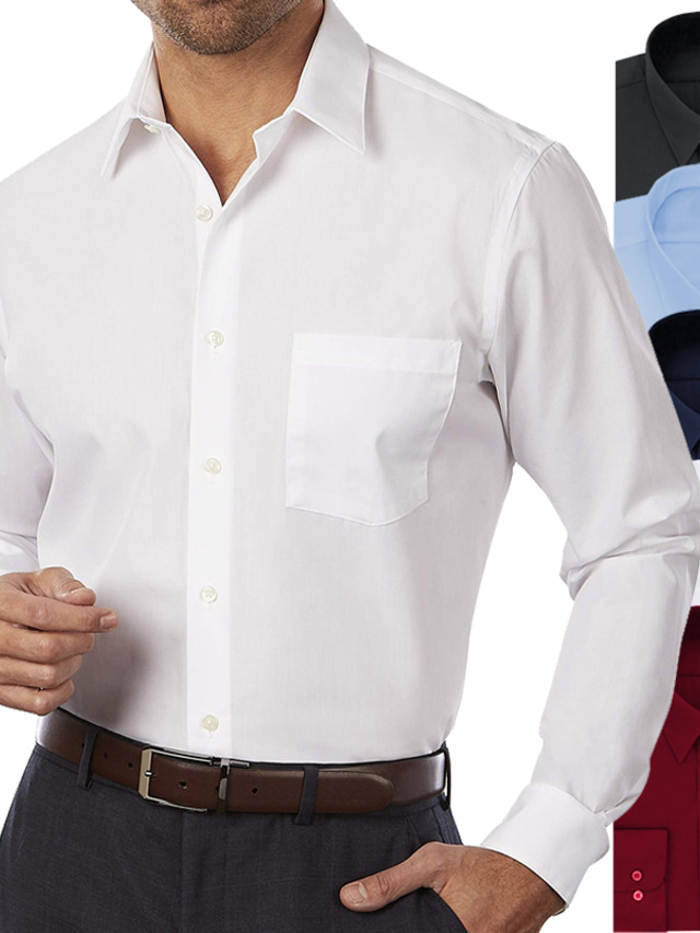 رجالي قميص قميص رسمي منقط ياقة كلاسيكية أسود أبيض وردي بلاشيهغ أحمر أزرق البحرية قياس كبير عمل مناسب للبس اليومي كم طويل ملابس أناقة الشارع أساسي