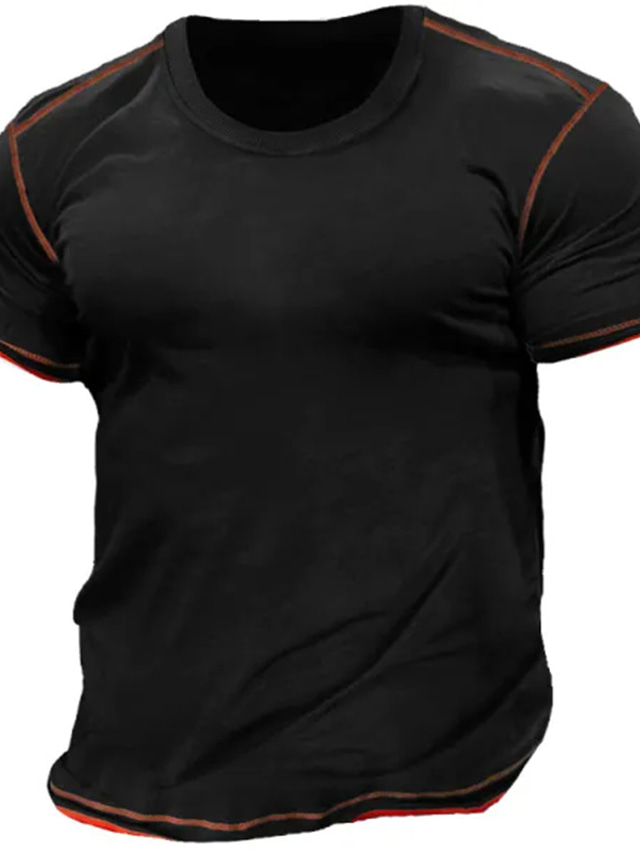  Hombre Camiseta Camiseta superior Plano Cuello Barco Calle Vacaciones Mangas cortas Ropa Design Básico Contemporáneo moderno