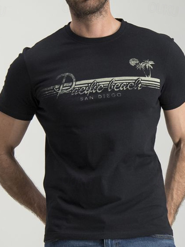  Herre Store størrelser Big Tall T skjorte T-skjorter Crewneck Svart Kort Erme utendørs Ut på byen Trykt mønster Grafiske trykk Klær Bomullsblanding Gatemote Stilfull Fritid