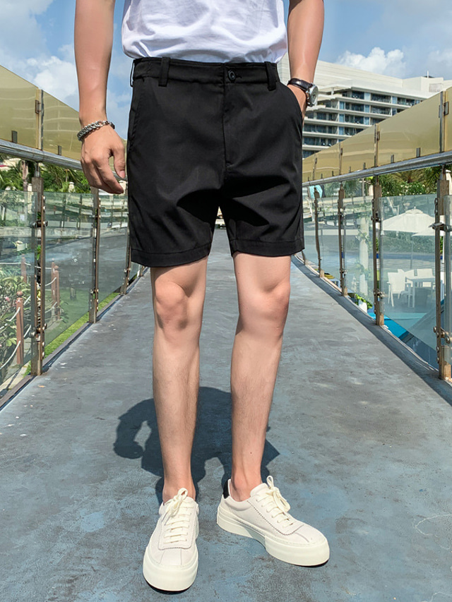  Hombre Pantalón corto Pantalones cortos chinos Bermudas Bolsillo Plano Comodidad Transpirable Exterior Diario Noche 100% Algodón Moda Casual Negro Blanco
