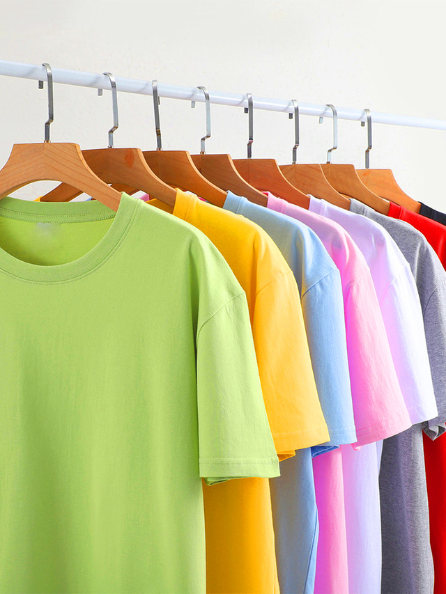  Męska koszulka T-shirt Jednolity kolor Okrągły dekolt Odzież uliczna Odzież na co dzień Odzież Bawełniana Klasyka i ponadczasowość