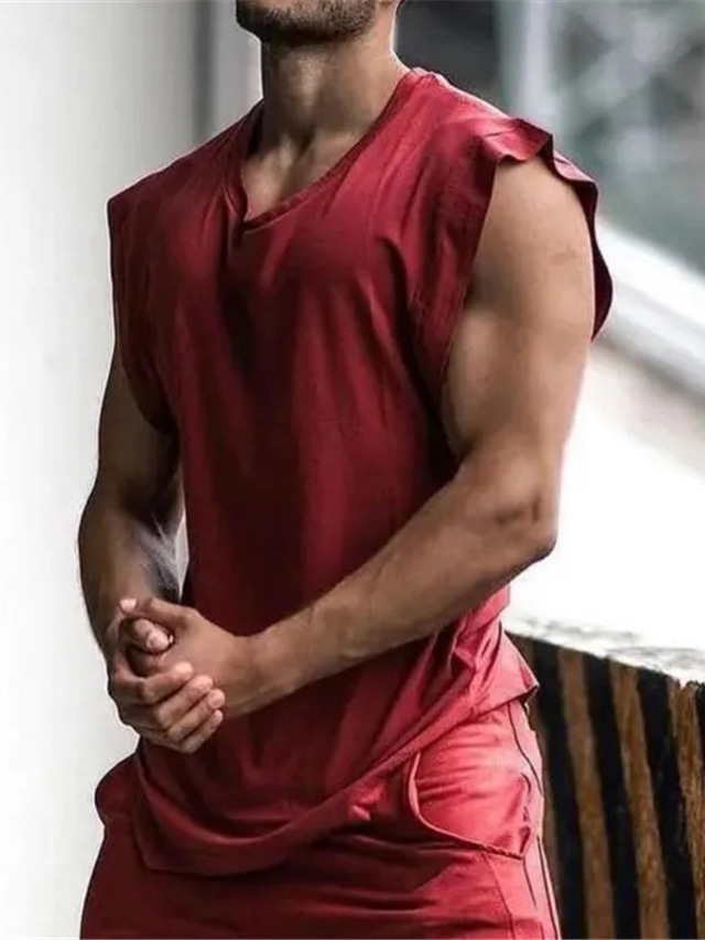  Homme Débardeur Top Maillot de Corps T-shirt sans manches Plein Col Ras du Cou Athleisure Sortie Sans Manches Vêtement Tenue Mode Design Muscle