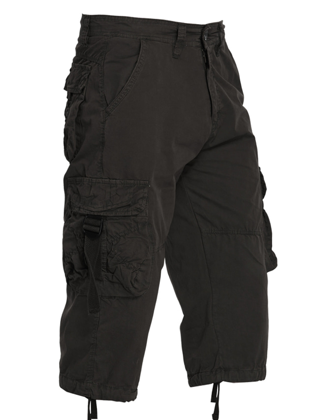  Men's Tactical Shorts Cargo Shorts Capri Pants Drawstring Flap Pocket Plain Comfort Breathable Outdoor Daily Going out Fashion Streetwear Black Pink