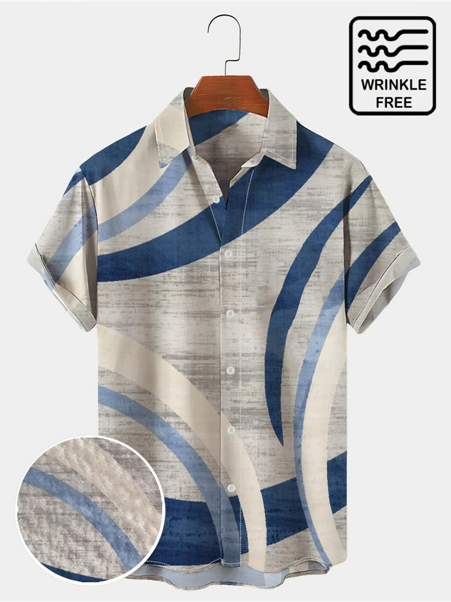  Męskie Koszula Letnia koszula Wzory graficzne Geometria Wieczorne Żółty Niebieski Zielony Druk 3D Na zewnątrz Ulica Krótkie rękawy Przycisk w dół Nadruk Odzież Moda Designerskie Codzienny Oddychający