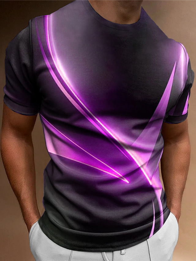 Men's Graphic Color Block T shirt Short Sleeve T shirt 3D Print Crew Neck Shirt Vintage Fashion Designer Outdoor Daily Sports Yellow Blue Purple Spring & Summer Clothing Apparel S M L XL 2XL 3XL