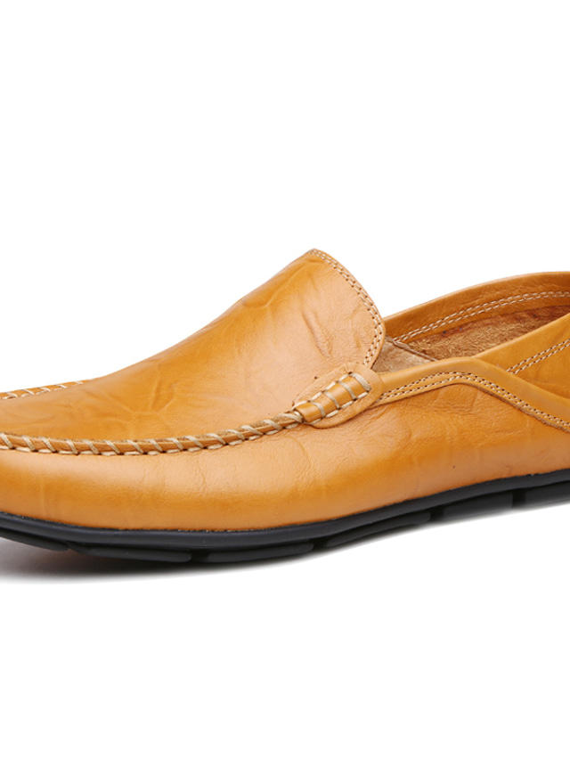 Die Cut Vehicle Stickers Men's Genuine Leather Loafers - Breathable Slip-On Driving Shoes For Casual Wear Breathable Casual Loafers