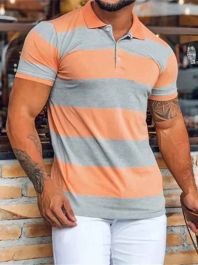  Men's Sport Polo Polo Shirt Casual Holiday Lapel Short Sleeve Fashion Basic Color Block Button Summer Regular Fit Navy Black Pink Orange Green Sport Polo