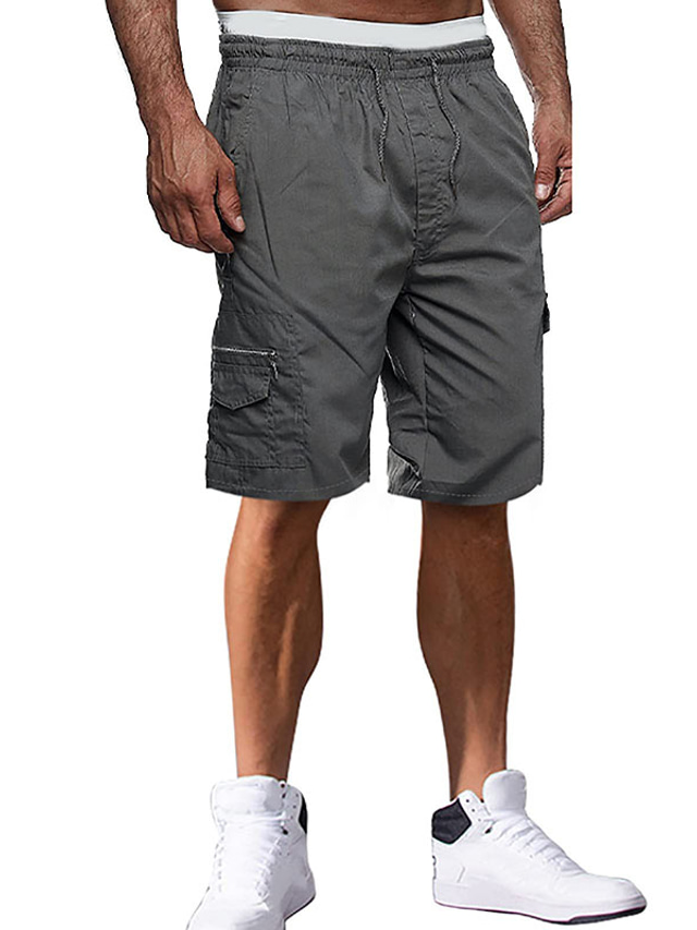  Men's Cargo Shorts Casual Shorts Pocket Plain Comfort Breathable Outdoor Daily Going out Fashion Casual Black Blue