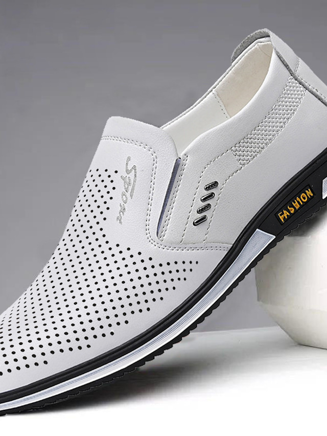  Hombre Zapatos de taco bajo y Slip-On Zapatos Confort Exterior Diario Microfibra Transpirable Negro / blanco Negro Blanco Verano