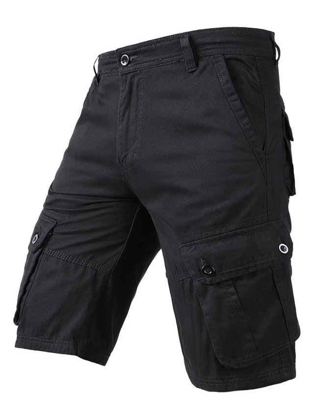  Men's Cargo Shorts Hiking Shorts Pocket Plain Comfort Breathable Outdoor Daily Going out Fashion Casual Black Green