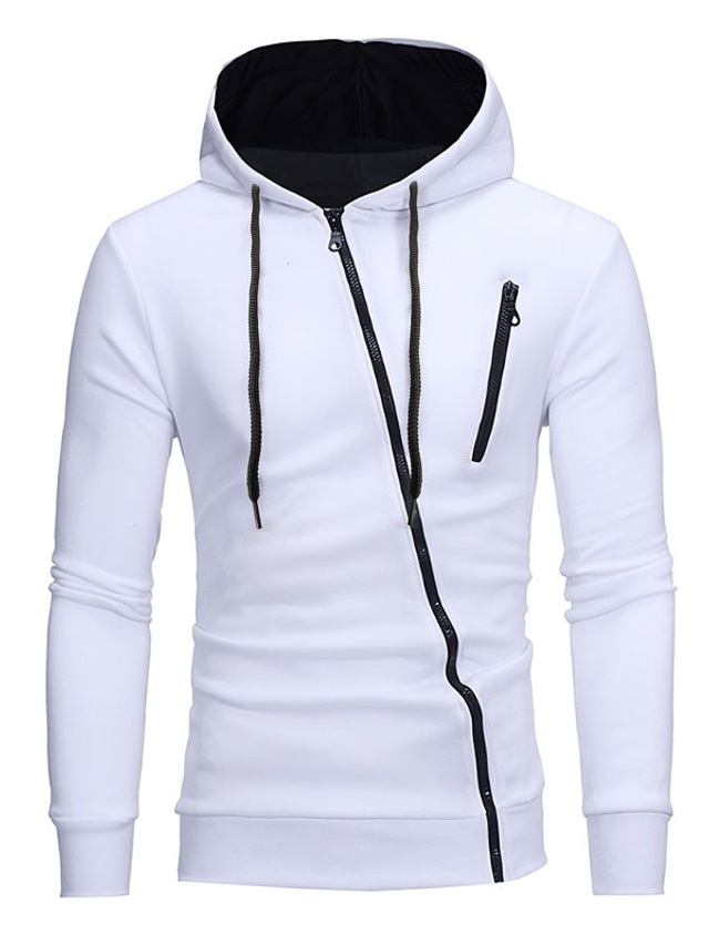  Men's Zip Up Hoodies Black White Gray Hooded Plain Sports & Outdoor Daily Sports Hot Stamping Sportswear Basic Casual Spring & Summer Clothing Apparel Hoodies Sweatshirts 