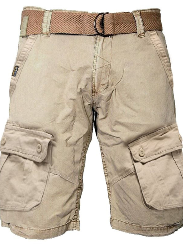  Herre Shorts med lommer Trekking-shorts Klap lomme Vanlig Komfort Åndbart udendørs Daglig I-byen-tøj Mode Afslappet Sort militærgrøn